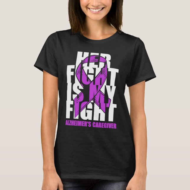Alzheimer's Caregiver Awareness Purple Ribbon Her  T-Shirt (Front)