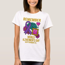Alzheimer's Day Remember Heart Frame Purple Ribbon
