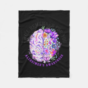 Alzheimer's dementia awareness support vintage fleece blanket