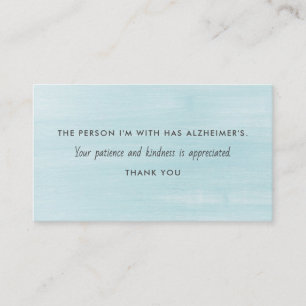 Alzheimer's Dementia Patience Kindness Information Business Card
