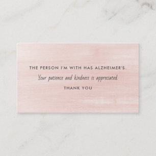 Alzheimer's Dementia Patience Kindness Information Business Card