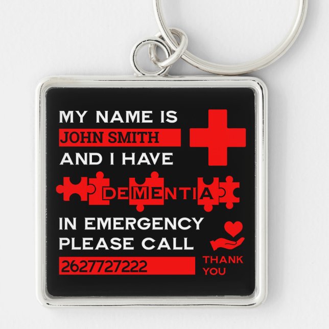  Alzheimer's Disease Alert Key Ring (Front)