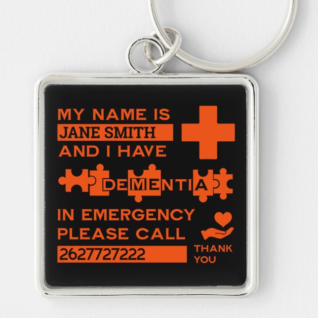  Alzheimer's Disease Alert Key Ring (Front)