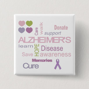 Alzheimer's Disease Awareness 15 Cm Square Badge