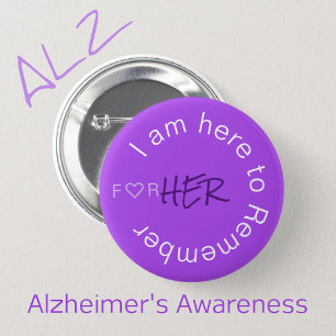 Alzheimers Disease Awareness Caregiver Purple 6 Cm Round Badge