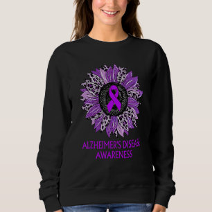 Alzheimers Disease Awareness Leopard Sunflower Pur Sweatshirt
