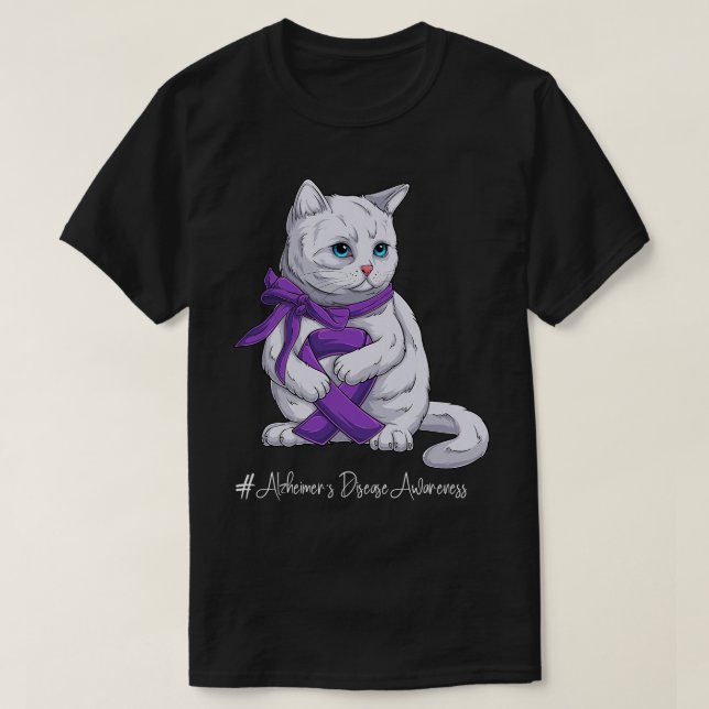 Alzheimer's Disease Awareness Month Purple Ribbon  T-Shirt (Design Front)