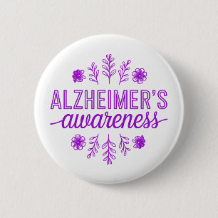 Alzheimer's Disease Awareness Purple Floral 6 Cm Round Badge