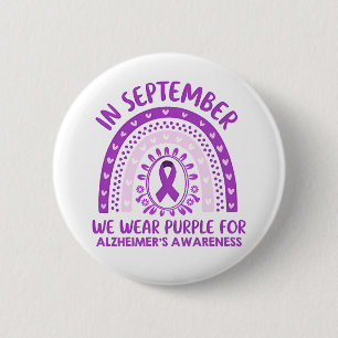 Alzheimer's Disease Awareness Purple Ribbon 6 Cm Round Badge