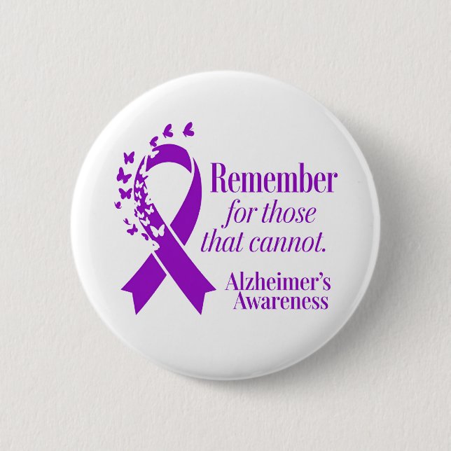 Alzheimer's Disease Awareness Purple Ribbon 6 Cm Round Badge (Front)
