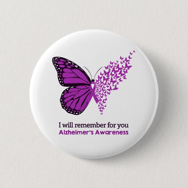 Alzheimer's Disease Awareness Purple Ribbon 6 Cm Round Badge (Front)