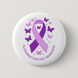 Alzheimer's Disease Awareness Purple Ribbon 6 Cm Round Badge