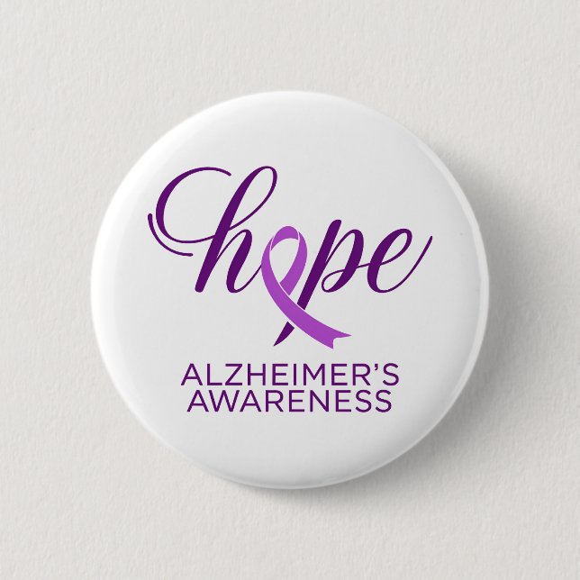 Alzheimer's Disease Awareness Purple Ribbon 6 Cm Round Badge (Front)