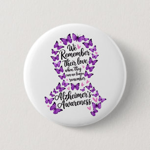 Alzheimer's Disease Awareness Purple Ribbon 6 Cm Round Badge