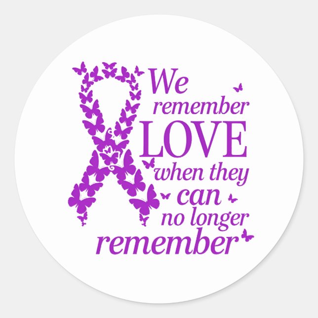 Alzheimer's Disease Awareness Purple Ribbon Classic Round Sticker (Front)