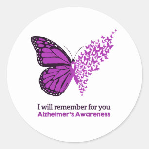 Alzheimer's Disease Awareness Purple Ribbon Classic Round Sticker