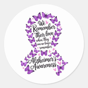 Alzheimer's Disease Awareness Purple Ribbon Classic Round Sticker