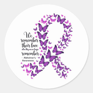 Alzheimer's Disease Awareness Purple Ribbon Classic Round Sticker