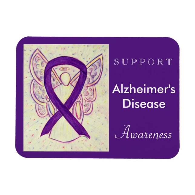 Alzheimer's Disease Awareness Ribbon Angel Magnet (Horizontal)