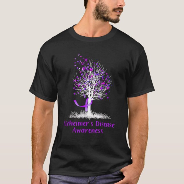 Alzheimer's Disease Awareness Tree Ribbon Men Wome T-Shirt (Front)