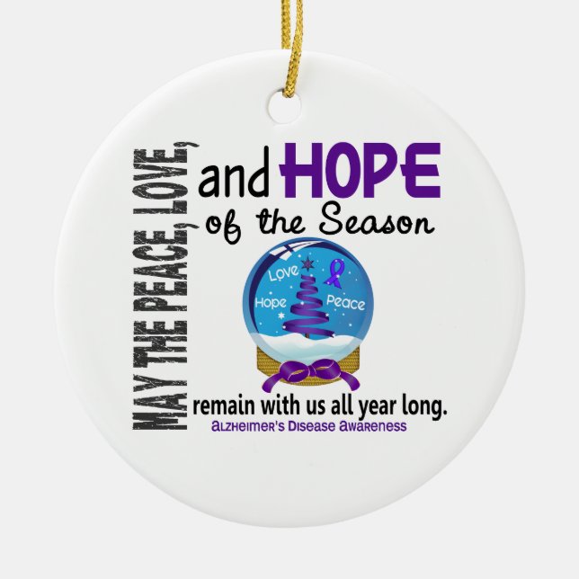 Alzheimer's Disease Christmas 3 Snow Globe Ceramic Ornament (Front)
