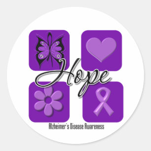 Alzheimers Disease Hope Love Inspire Awareness Classic Round Sticker