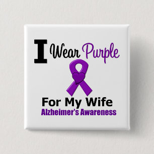 Alzheimer's Disease Purple Ribbon Wife 15 Cm Square Badge