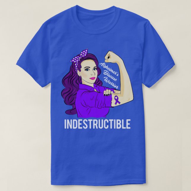 Alzheimers Disease Warrior Indestructible Awarenes T-Shirt (Design Front)