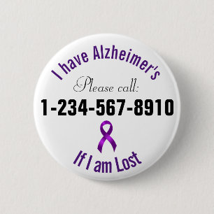 Alzheimers Emergency Contact 6 Cm Round Badge