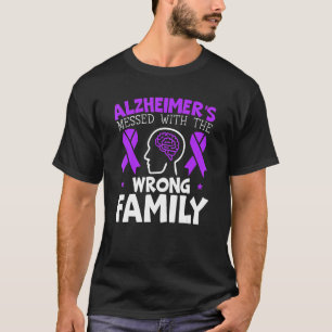 Alzheimer's Messed With The Wrong Family Ribbon Pu T-Shirt