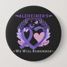 Alzheimer's Ribbon Fight Dementia Awareness 10 Cm Round Badge