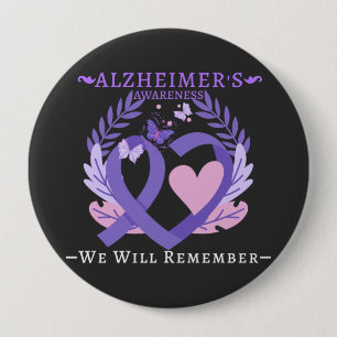 Alzheimer's Ribbon Fight Dementia Awareness 10 Cm Round Badge