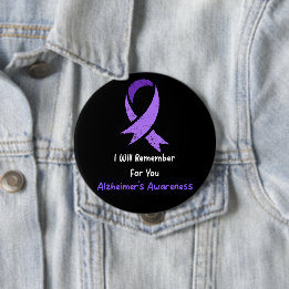 Alzheimer's Ribbon Fight Dementia Awareness 10 Cm Round Badge