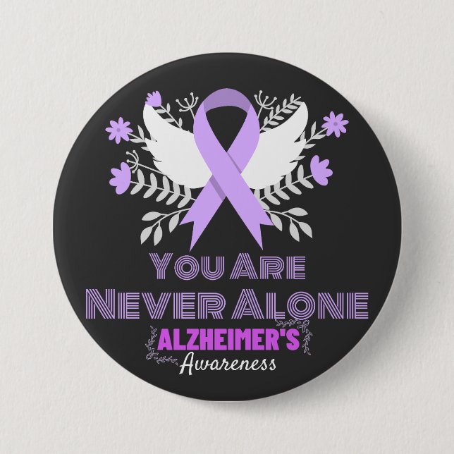 Alzheimer's Ribbon Fight Dementia Awareness 7.5 Cm Round Badge (Front)