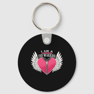 Am A Chd Warrior Zipper Heart With Angel Wings Key Ring