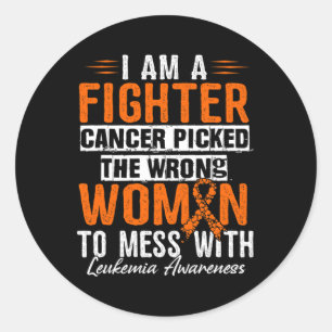 Am A Fighter Leukaemia Awareness 1  Classic Round Sticker