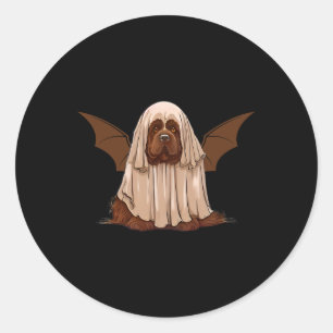 Am Bat Ghost Dog. Cute Dog Dressed As Ghost Hallow Classic Round Sticker