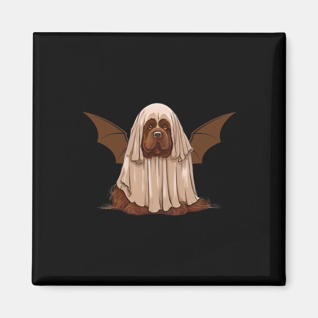 Am Bat Ghost Dog. Cute Dog Dressed As Ghost Hallow Magnet (Front)