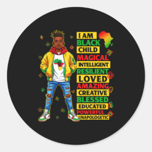 Am black child history month african american boys classic round sticker