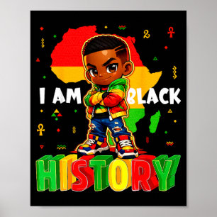 Am black history african american boys black poster