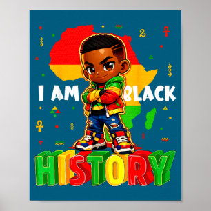 Am black history african american boys black poster
