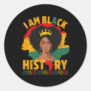 Am Black History Women African Girls Black History Classic Round Sticker
