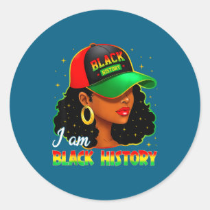 Am black history women girl black history month classic round sticker