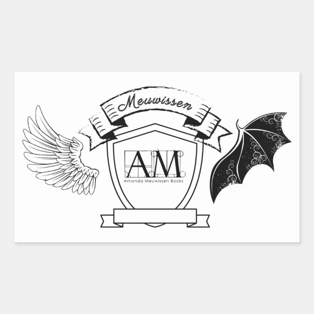 AM Bookplate - Black Banner No Crown Rectangular Sticker (Front)