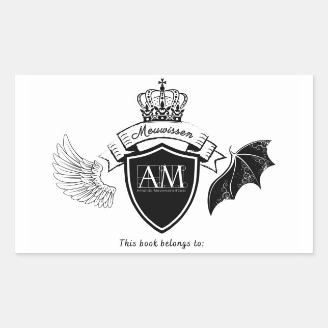 Am Bookplate - Black Crown Rectangular Sticker (Front)