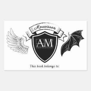 AM Bookplate - Black No Crown Rectangular Sticker