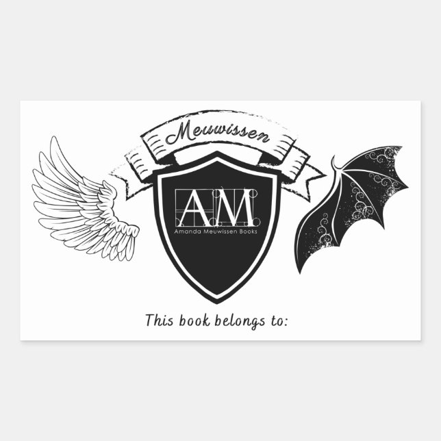AM Bookplate - Black No Crown Rectangular Sticker (Front)