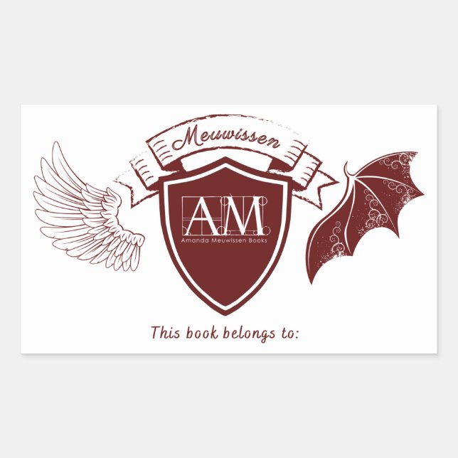 AM Bookplate - Red No Crown Rectangular Sticker (Front)