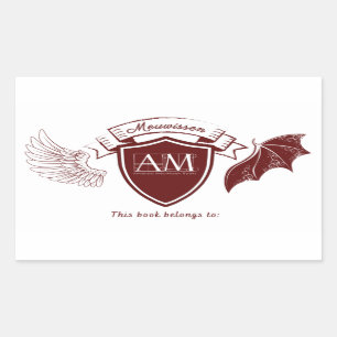 AM Bookplate - Red No Crown Rectangular Sticker