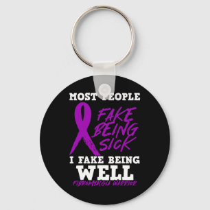 Am Fake Being Well. Purple Fibromyalgia Awareness  Key Ring